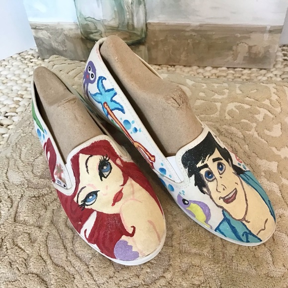 Vans Custom Handpainted Little Mermaid Size 9 - Picture 1 of 10
